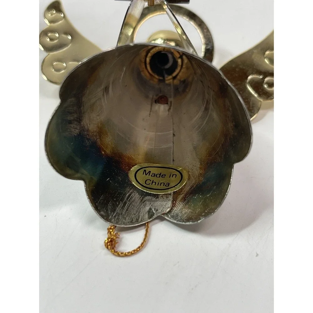 Metal Angel Ornaments Vintage Silver Color Metal Made In Taiwan Color tarnishing